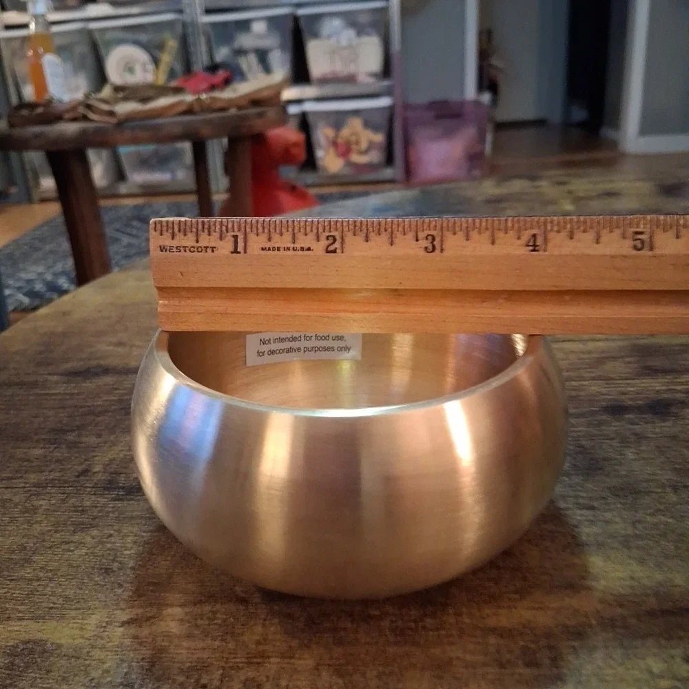 Artisan Handcrafted Singing Bowl Mortar Sound Bath Yoga Brass Bronze Wood NOB
